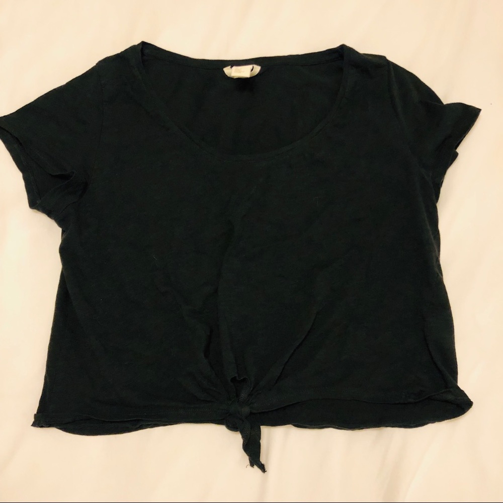 Black Crop Top with tie knot in front